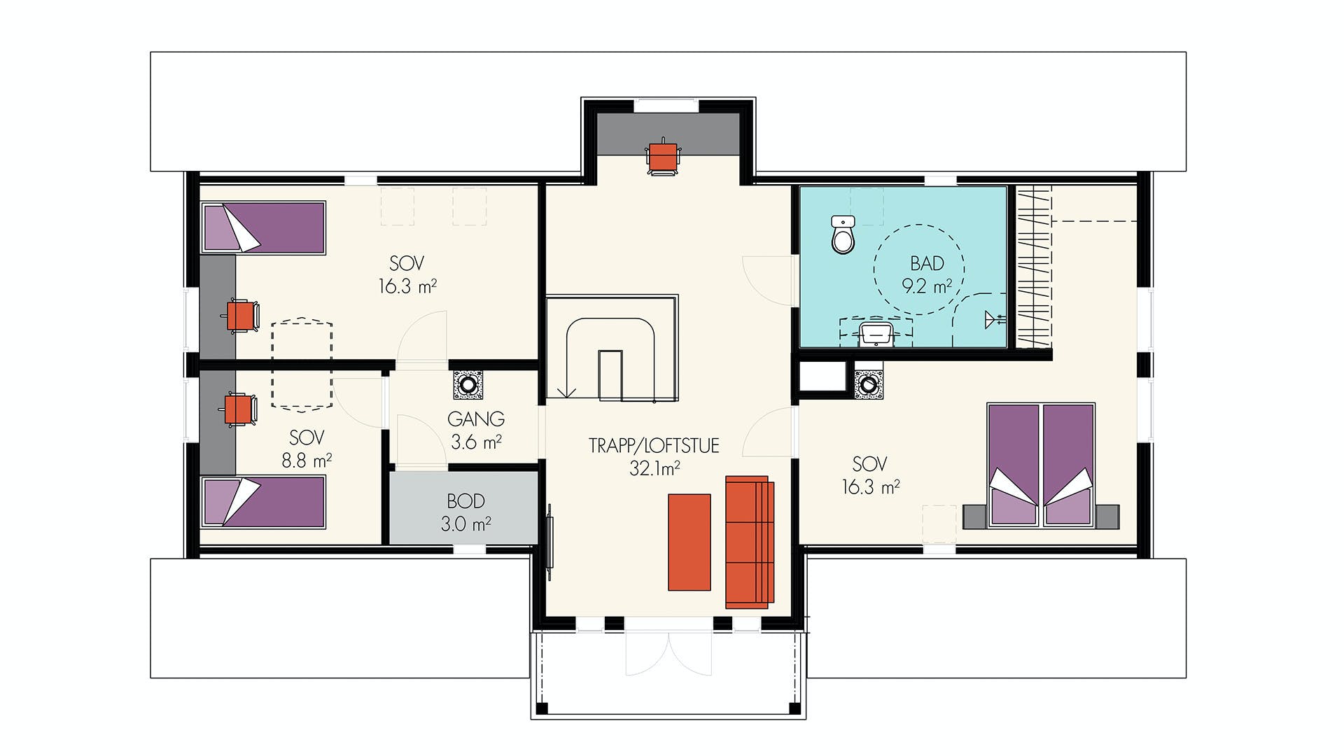 Villa Blindheim - planløsning loftsplan